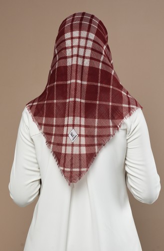 Desenli Flamlı Eşarp 90648-15 Bordo