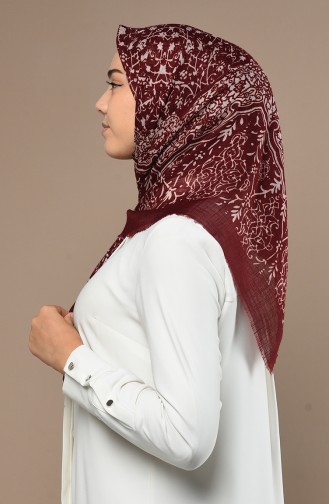 Desenli Flamlı Eşarp 90651-10 Bordo