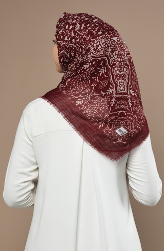 Desenli Flamlı Eşarp 90651-10 Bordo