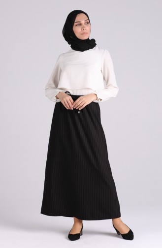 Beli Lastikli Etek 9007-01 Siyah