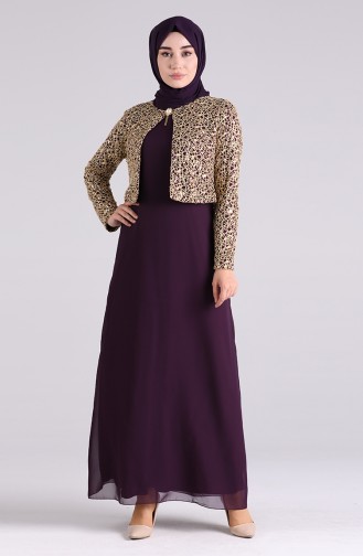 Purple Hijab Evening Dress 2943-03