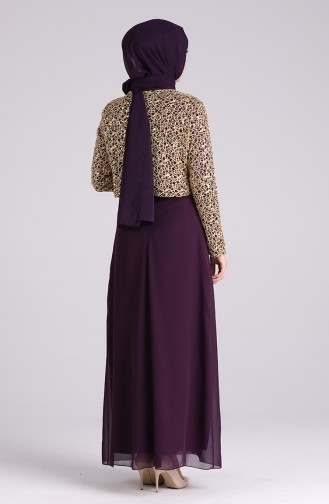 Purple Hijab Evening Dress 2943-03