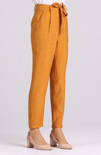 Straight Leg Trousers with Pockets 9Y1911306-03 Dark Mustard 9Y1911306-03