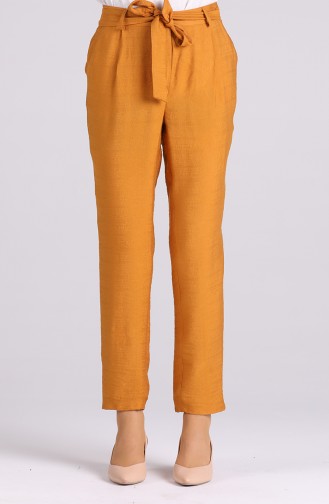 Straight Leg Trousers with Pockets 9Y1911306-03 Dark Mustard 9Y1911306-03