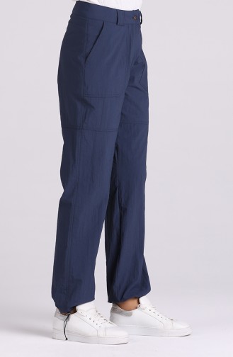 wide Leg Pants with Pockets 11007-02 Navy Blue 11007-02