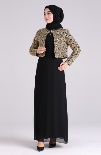 Black Hijab Evening Dress 2943-02