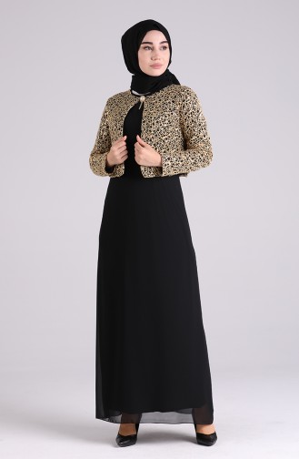Black Hijab Evening Dress 2943-02