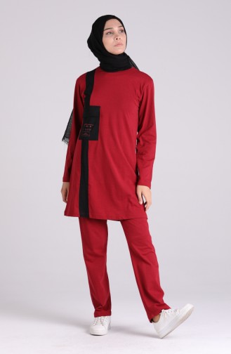 Cepli Tunik Pantolon İkili Takım 1035-01 Bordo