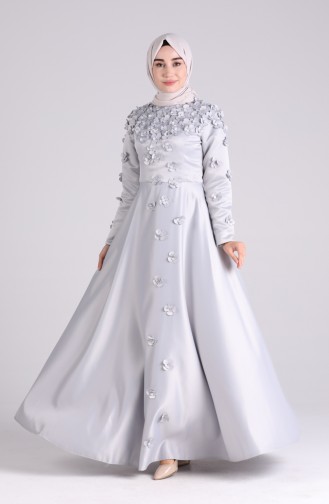 Grau Hijab-Abendkleider 1017-01