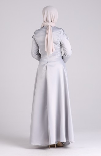 Grau Hijab-Abendkleider 1017-01