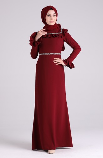 Weinrot Hijab-Abendkleider 5256C-06