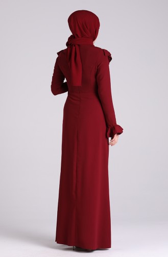 Weinrot Hijab-Abendkleider 5256C-06