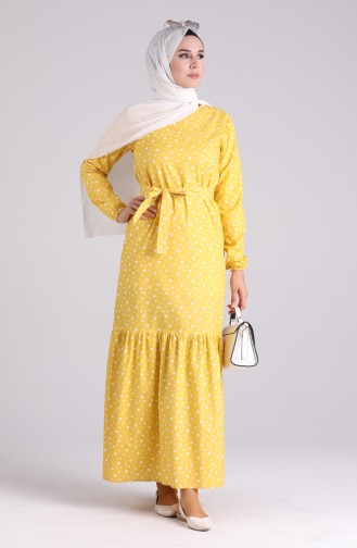 Mustard İslamitische Jurk 4603-01