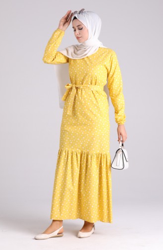 Mustard İslamitische Jurk 4603-01