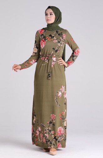 Khaki Hijab Kleider 5709N-03