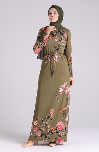 Khaki Hijab Dress 5709N-03