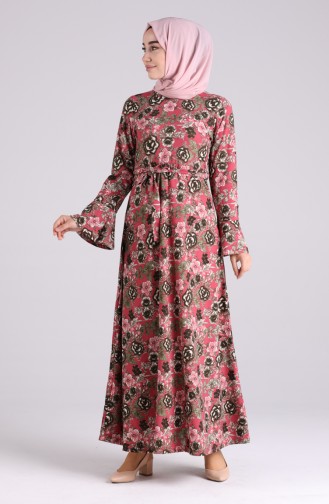 Beige-Rose Hijab Kleider 5885A-02