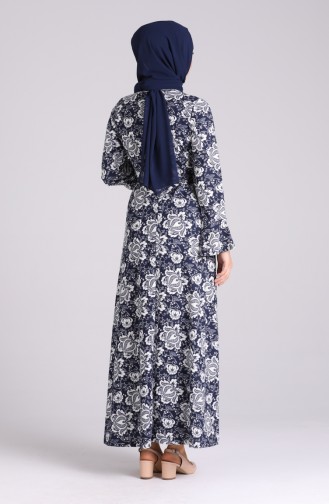 Navy Blue İslamitische Jurk 5885B-01