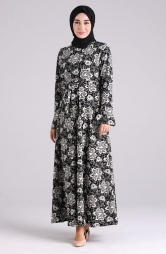 Schwarz Hijab Kleider 5885B-02