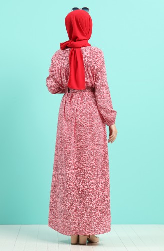 Rot Hijab Kleider 8092B-01