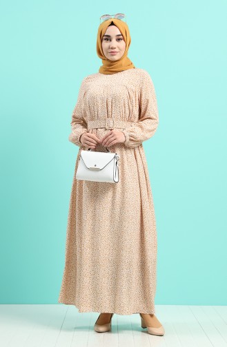Mustard Hijab Dress 8092B-05