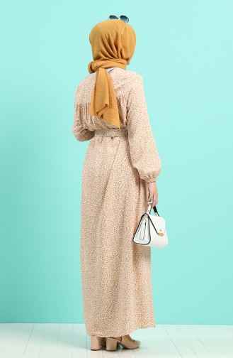Senf Hijab Kleider 8092B-05
