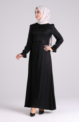 Pleated Belted Dress 60184-01 Black 60184-01