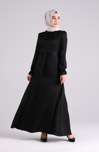 Schwarz Hijab Kleider 60184-01