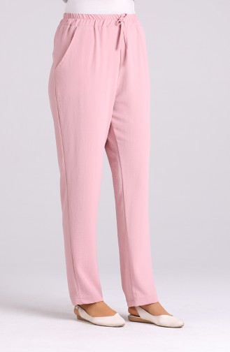 Large Size Elastic waist wide Leg Pants 1336-05 Powder 1336-05
