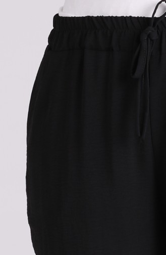Büyük Beden Beli Lastikli Bol Paça Pantolon 1336-08 Siyah