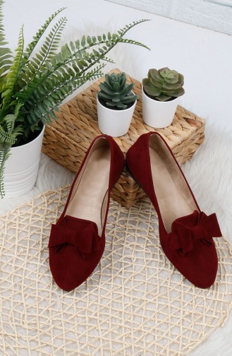 حذاء مسطح أحمر كلاريت 0126-12