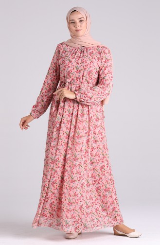 Floral Print Chiffon Dress 20y3064001-03 Dry Rose 20Y3064001-03