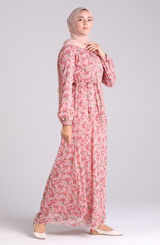 Floral Print Chiffon Dress 20y3064001-03 Dry Rose 20Y3064001-03