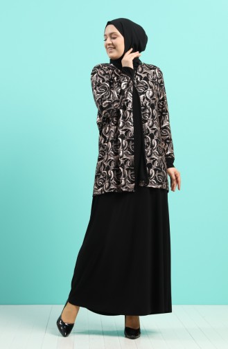 Schwarz Hijab Kleider 1284-02