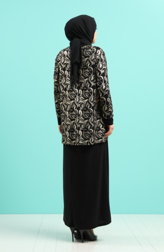 Schwarz Hijab Kleider 1284-03