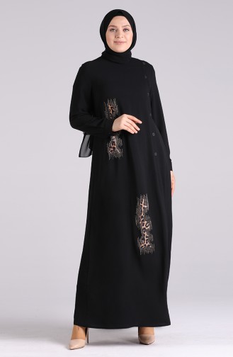 Schwarz Hijab Kleider 1313-01