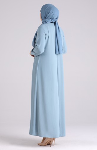 Minzenblau Hijab Kleider 1314-07
