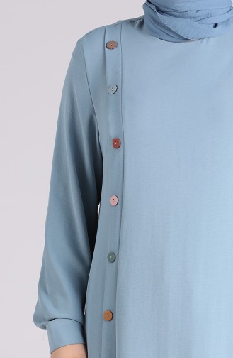 Plus Size Button Detailed Dress 1314-07 Mint Blue 1314-07