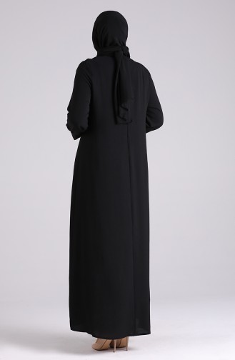 Büyük Beden Düğme Detaylı Elbise 1314-08 Siyah