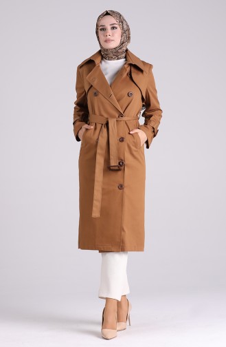 Kemerli Trençkot 90007-03 Taba