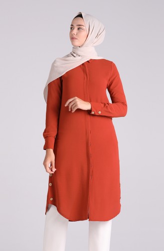 Gizli Düğmeli Tunik 5704-11 Taba