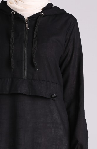 Kapüşonlu Spor Tunik 4499-03 Siyah