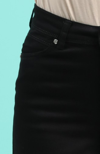 Düğmeli Bol Paça Kot Pantolon 9100-04 Siyah