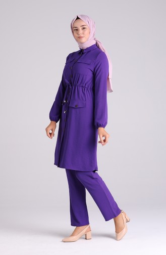 Aerobin Fabric Pocket Tunic Trousers Double Suit 5789-02 Purple 5789-02