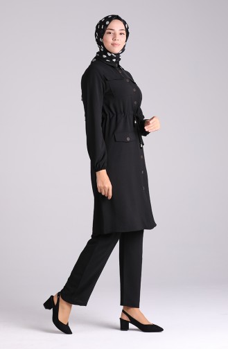 Aerobin Fabric Pocket Tunic Trousers Double Suit 5789-05 Black 5789-05
