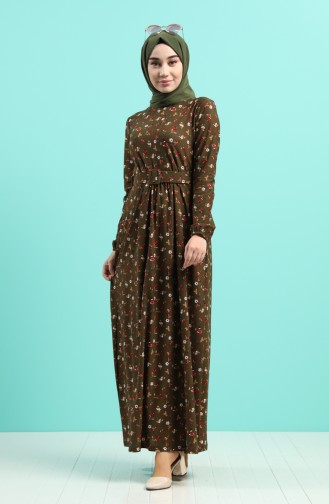 Khaki Hijab Kleider 0743H-01