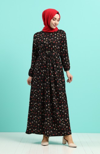 Schwarz Hijab Kleider 0743K-01
