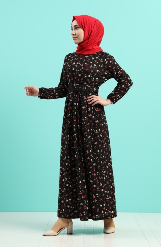 Schwarz Hijab Kleider 0743K-01