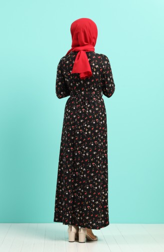 Schwarz Hijab Kleider 0743K-01