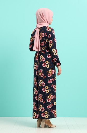 Dunkelblau Hijab Kleider 0743M-01